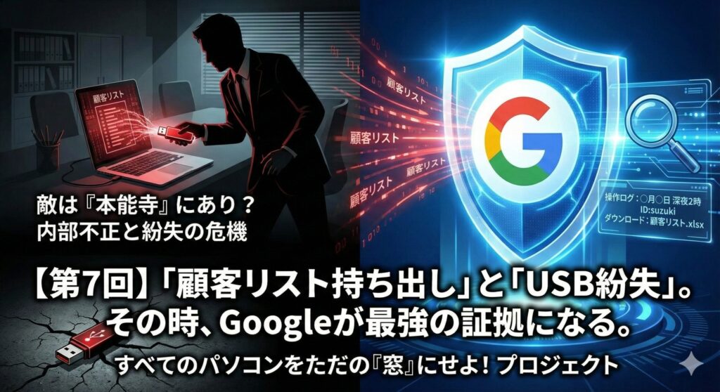 【第7回】「顧客リスト持ち出し」と「USB紛失」。その時、Googleが最強の証拠になる。